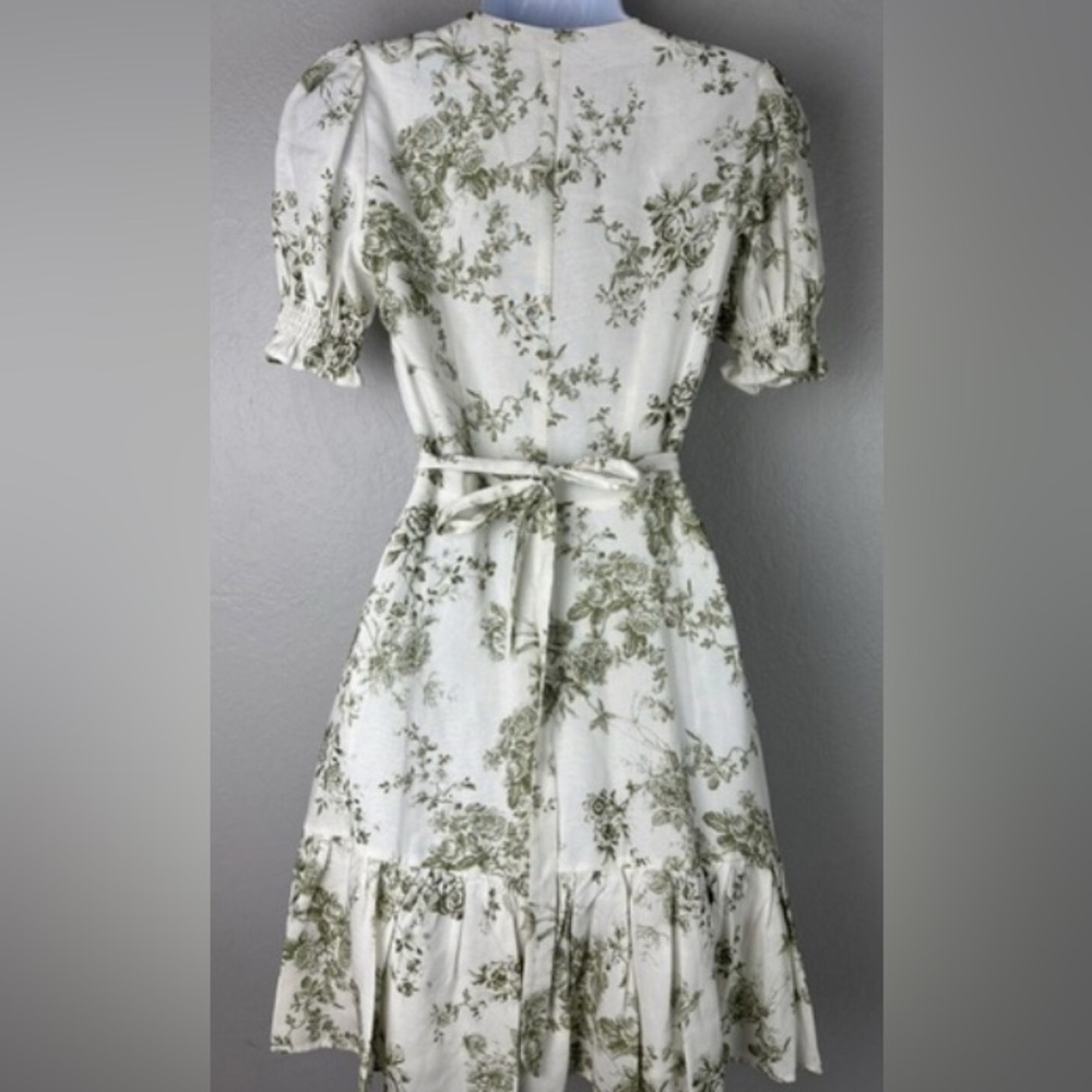 ANTONIO MELANI Cleo Linen Wrap Dress in Honeydew Floral Sz 12 - Picture 6 of 6